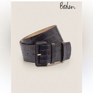 Boden Black Crocodile-Embossed Leather Belt